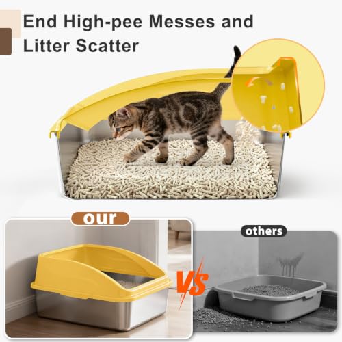 Stainless Steel Litter Box (Mustard Yellow / X-Large)