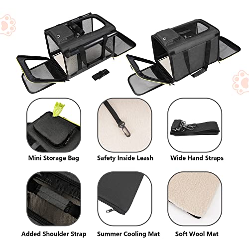Cat Carrier for Large Cats 20 lbs+ Soft Pet Kennel Bag for Small Dog (Black-Yellow / 18.1"L x 11.8"W x 11.8"H)