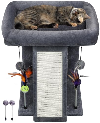 Cat Tree Tower with Cat Scratching Post for Indoor Cats (Grey)