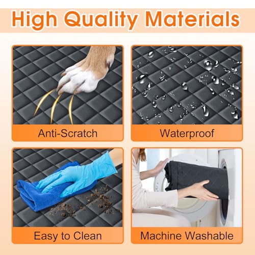 Waterproof Dog Car Seat Cover for Back Seat (Black,Orange / Small,Standard)