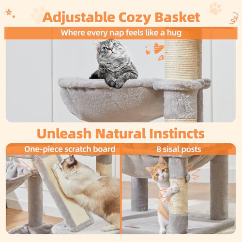 Sturdy Cat Tree (Light Gray / 57.5 Inches)
