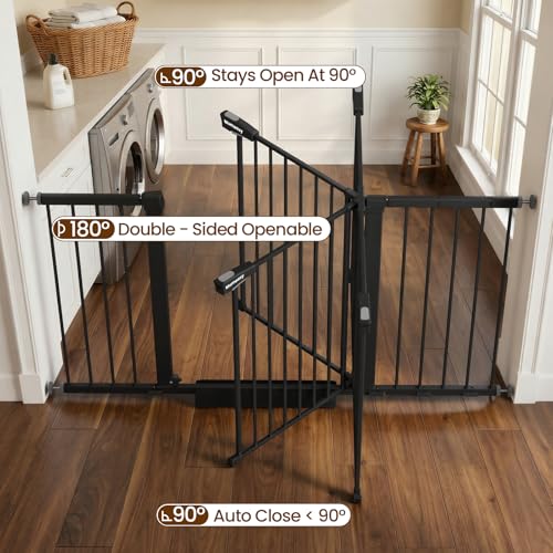 29.7 57" Extra Wide Baby Gate (Black / 29.7-57"W x 30"H)