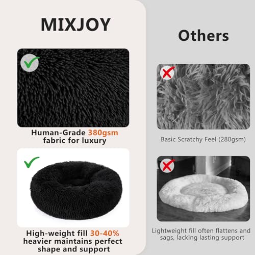 Orthopedic Dog Bed Comfortable Donut Cuddler Round Pet Beds Ultra Soft Washable Dog and Cat Cushion (S-PLUS(27''x 27'') / Black)