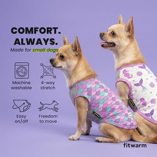 2 Pack Mermaid & Scale UPF 50+ UV Sun Protection Dog Shirt (Small / Mermaid & Scale)