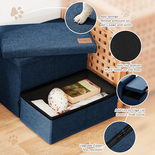 Dog Stairs for High Bed (Navy Blue / 19" X 17" X 13" H)