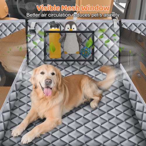 Hard Bottom Dog Car Seat for Back Seat (Dark Gray / Standard - 54" Length)