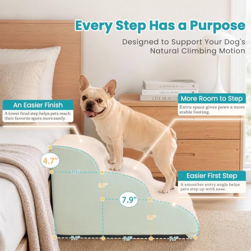 Dog Stairs for Small Dogs and Cats (Beige / 3-Step (H15.7))