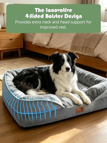 Orthopedic Dog Bed with Sides (35.0"L x 25.0"W x 6.5"Th / Grey)