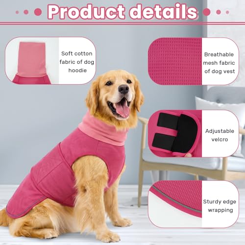 Dog Anxiety Vest with Hoodie (Small / Rose Red)