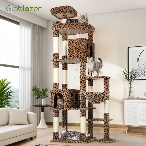Giant Cat Tree for Indoor Large Cats (83inch / Leopard Print)