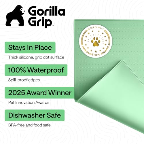 Dog Food Mat 100% Waterproof Silicone (Mint / 32"l X 24"w)