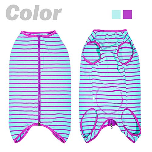 Dog’s Recovery Suit Post Surgery Shirt for Female Male Dog (3xl / purple stripe)