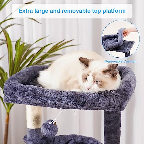 Cat Tree Tower with Large Bed (35.4 inch / Smoky Gray)