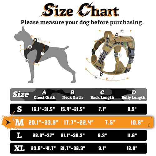 Tactical Dog Harness Medium Sized (M(chest:20.1"-33.9",neck:17.7"-22.3",back:7.5") / Brown Camo)