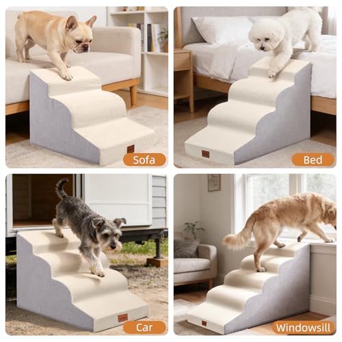 Dog Stairs for Small Dogs (Beige / 15.7x28.3x19.7in)