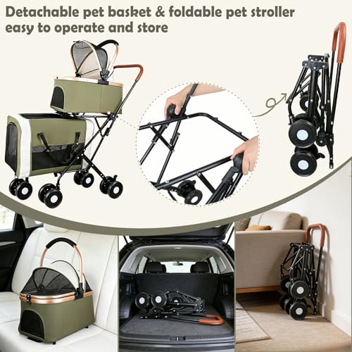 Double Pet Stroller for Dogs and Cats