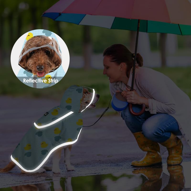 Dog Raincoat Waterproof Dog Rain Jacket with Clear Hooded (Duck Pattern / XX-Large)