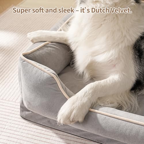 FAIRYPET Orthopedic Dog Bed for Medium to Large Dogs & Cats (grey)