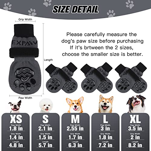6PCS Anti Slip Dog Socks to Prevent Licking Paws (Large (6 Count) / Black and Grey)