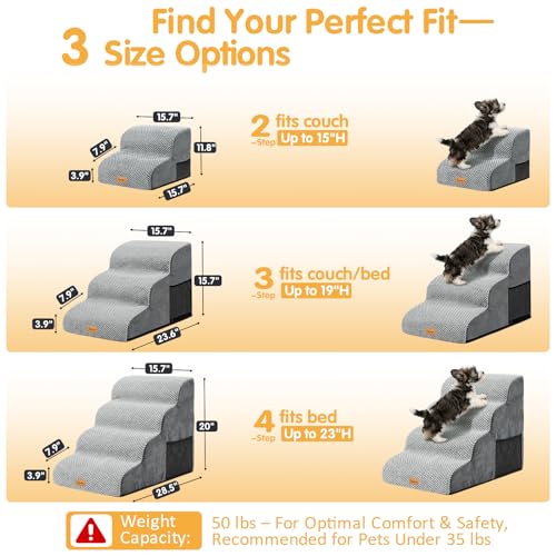 High Density Foam Pet Steps 2 Tiers (Grey / 15.7*15.7*11.8)