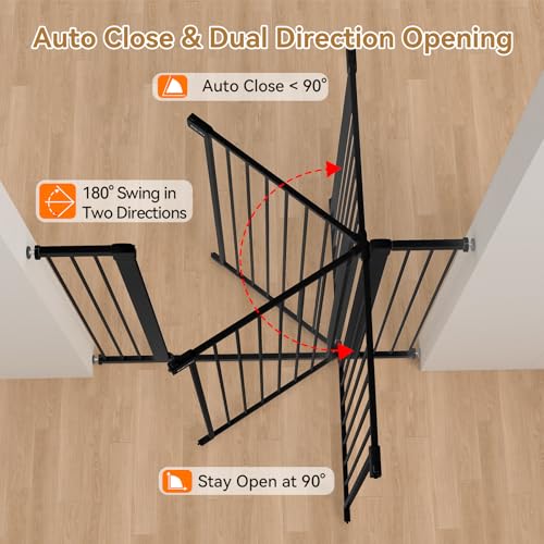 43 inch Tall Safety Dog Gate Adjustable 29.7 (Black / 29.7-45.2''W)