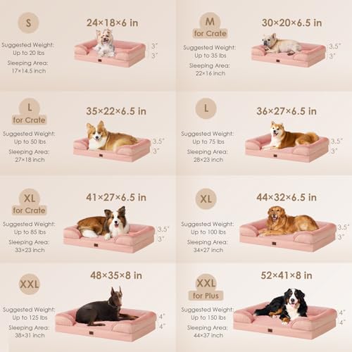 Orthopedic Small Dog Bed (Dusty Pink / 24.0"l X 18.0"w X 6.0"th)