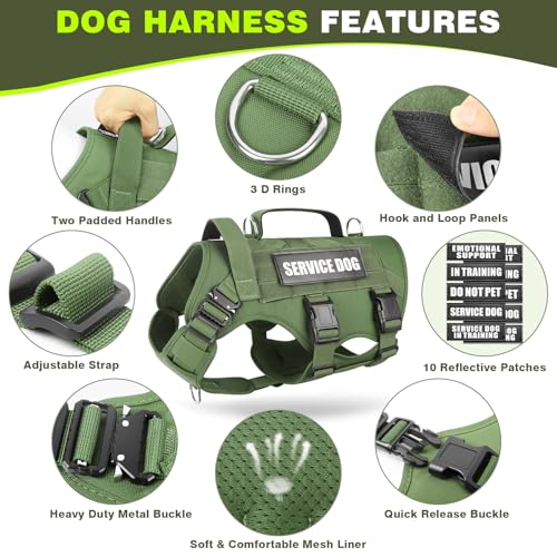 Service Dog Vest Harness for Large Dog (X-Large / Green)