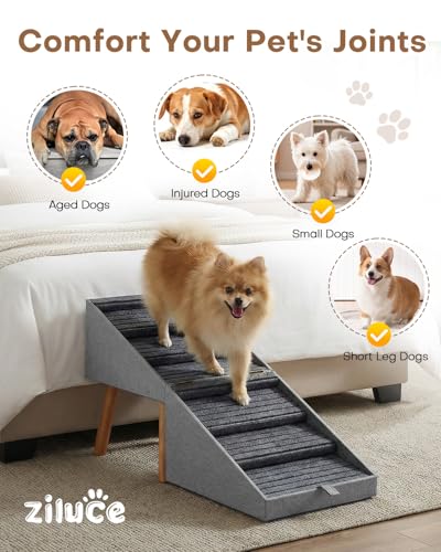 Dog Ramp for Bed & Couch 21" H (21.06" H-Light Grey)