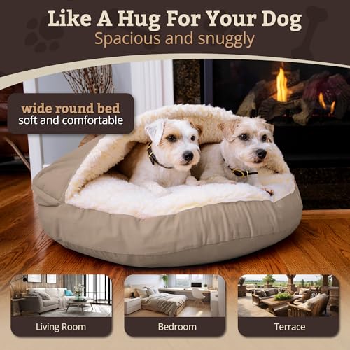 Cozy Cave Dog Bed (35.0"L x 35.0"W x 8.0"Th / Buckskin)