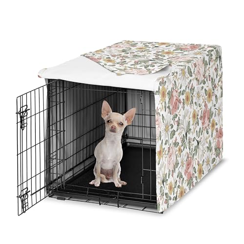 24in. Small Dog Crate Cover (Vintage Floral Pink and Green / 24.0"L x 20.0"W x 18.5"H)