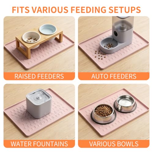 Silicone Pet Feeding Mat (Pink / 22"L x 14"W)