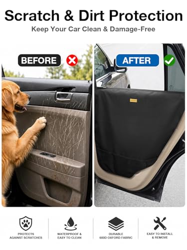 2 Packs Car Door Protector for Dogs (Black-A)
