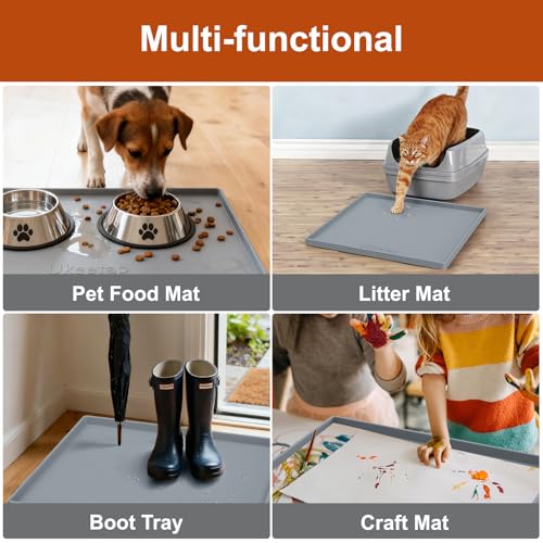 19" x 25" Extra Thick Silicone Mat Waterproof with Raised Edge (Gray / 19"L x 25"W)