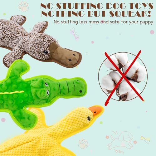 No Stuffing Dog Squeak Toys (Yellow&Coffee&Green)
