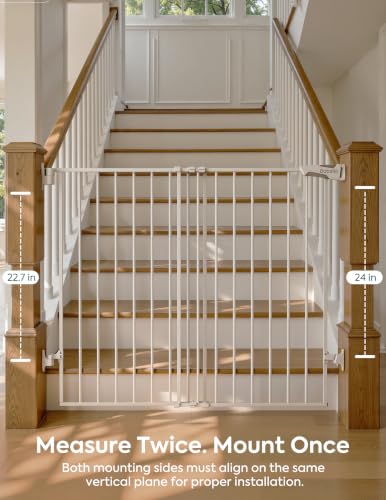 Baby Gate for Stairs (*White / 34" H, 26-43" W-Standard 2 Pcs)