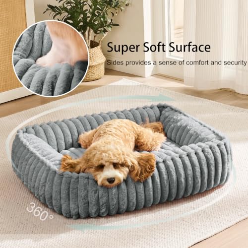 Small Dog Bed Calming Cat Bed for Indoor Cats 20’’x16’’Sage Grey (Sage Grey / 20"L x 16"W x 6"Th)