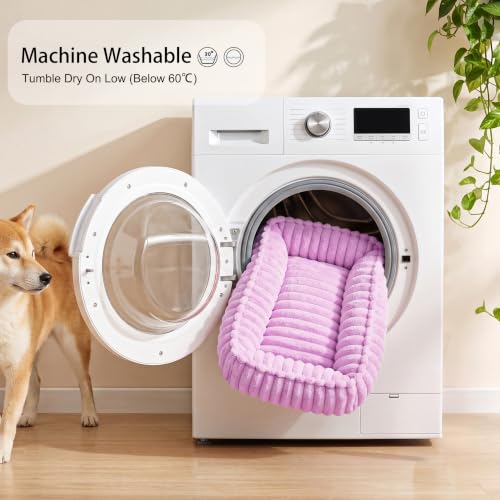 Medium Dog Bed Calming Cat Bed for Indoor Cats 24’’x20’’ Lilac (Lilac / 24"L x 20"W x 6"Th)