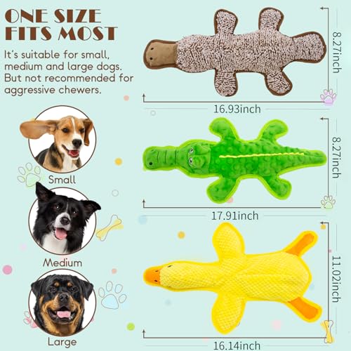 No Stuffing Dog Squeak Toys (Yellow&Coffee&Green)