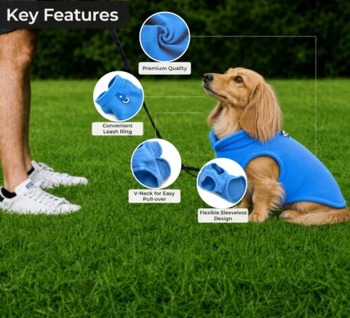 Dog Fleece Vest Sweater with Leash Ring (XS (2-4lbs) / Blue)