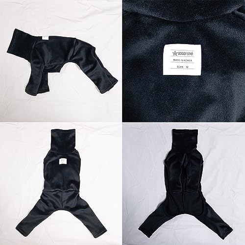 D Doggy Star Italian Greyhound Clothes Sweater Fleece Basic Onesie Whippet for Dog Turtleneck Outfits Coat (3XL / Flc Black)