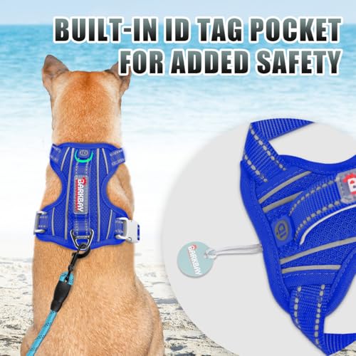 Dog Harness for Large Dogs No Pull Dog Vest ID Tag Pocket (Sapphire Blue / X-Large)