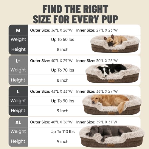 Fluffy Orthopedic Dog Beds Large Sized Dog (Coffee / L(43", UP to 90lbs))