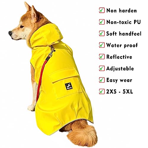 Dog Raincoat Waterproof Reflective Jacket (Medium / Yellow)
