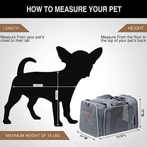 Cat Carrier Portable Foldable Dog Pet Carrier (17.5"L x 11.0"W x 11.0"H / Light Grey)