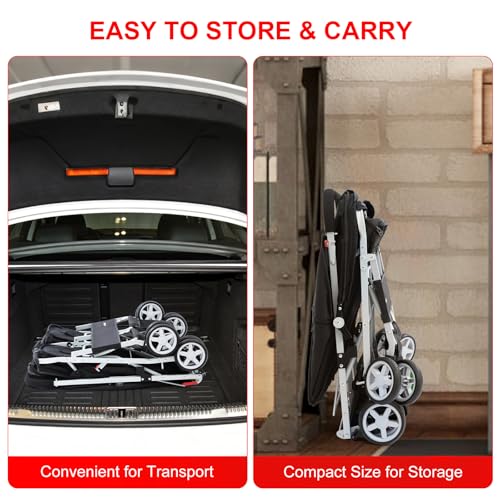 Double Pet Stroller for 2 Small Dogs & Cats (Black)