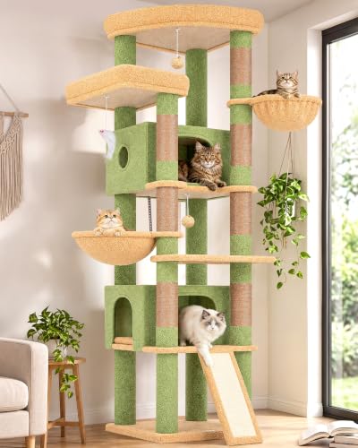 80in Cactus Extra Large Heavy Duty Corner Cat Tree Tower (Green)