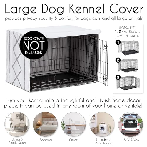 42in. Medium Large Dog Crate Cover (Grey Fringe / 42.0"L x 28.5"W x 30.0"H)