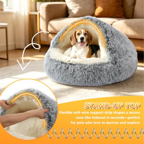 Hooded Donut Bed (Gradient Dark grey / Small 19.6'')