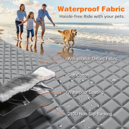 4 in 1 Dog Car Seat Cover for Back Seat (Grey / Standard - 54" Length)