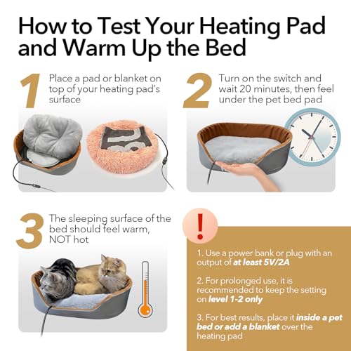 USB Pet Heating Pad with Washable Cover (12"x12")
